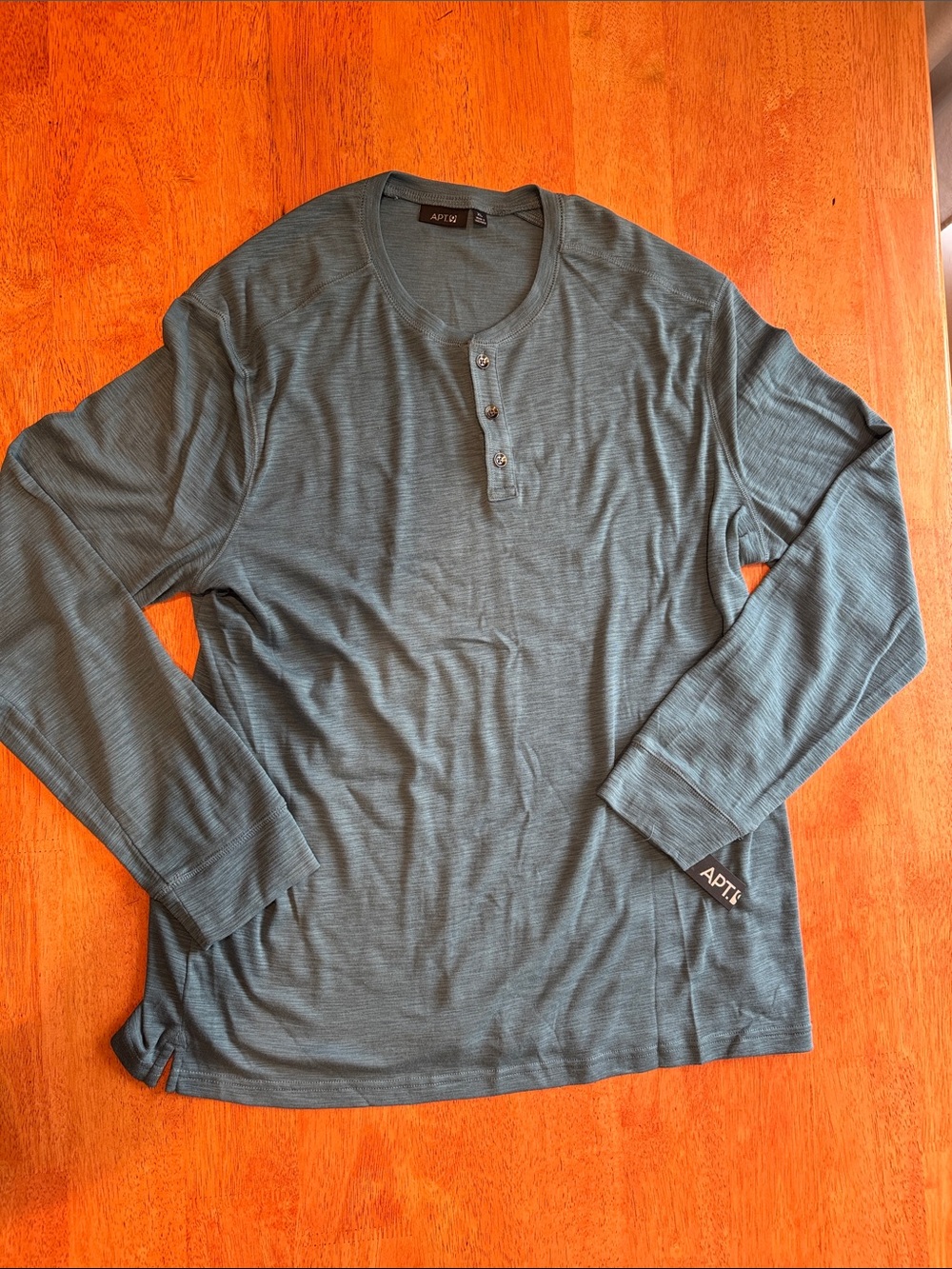 NWT Apt. 9 Men's Long Sleeve Henley - Teal Blue Size XL
